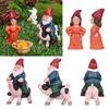Naughty Miniature Dwarf Figurine Riding Pig Gnome Female Goblin Statue Fairy Garden Decorations Micro Landscape Handicraft Gift