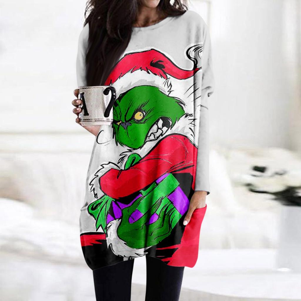 Женская футболка и весенне-осенние топы с круглым вырезом, длинными рукавами и карманным принтом стандартного кроя