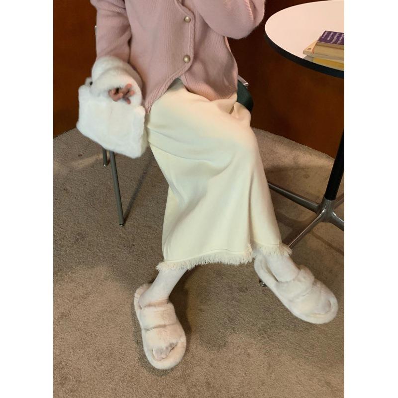 Women's Autumn/Winter Autumn/Winter Fringe Knit Half Body Thickened Skirt
