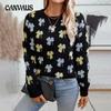 Autumn and Winter Women's Plus Size Knit Sweater Casual Round Neck Loose Floral Jacquard Pullover Sweater