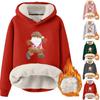 Women's Fashionable Hooded Christmas Print and Fleece Warm Loose Pullover Hoodie