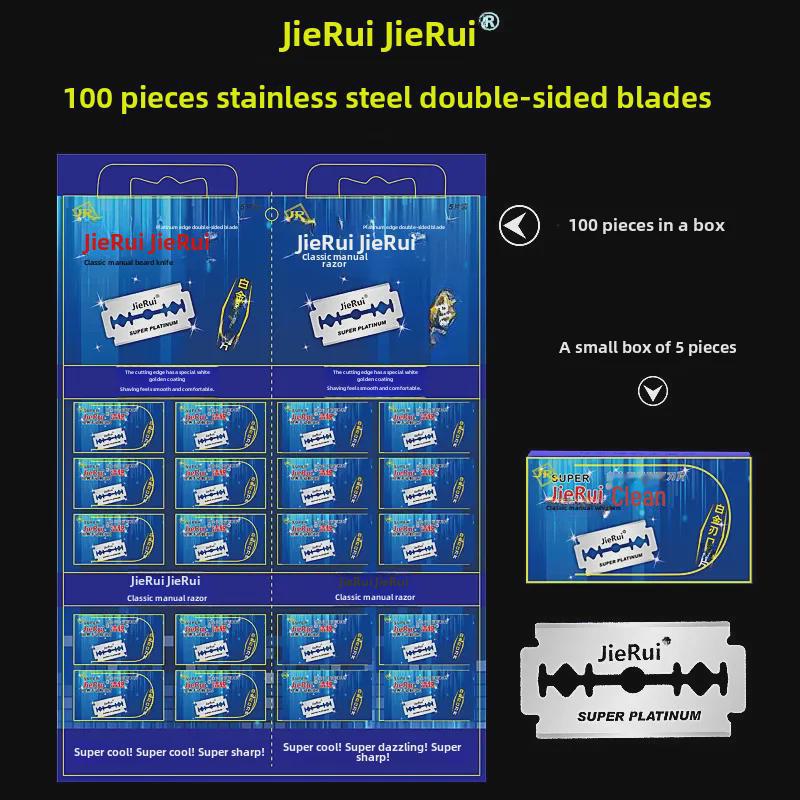 100-Pack Stainless Steel Double-Sided Razor Blades for Men's Manual Razor and Eyebrow Trimmer