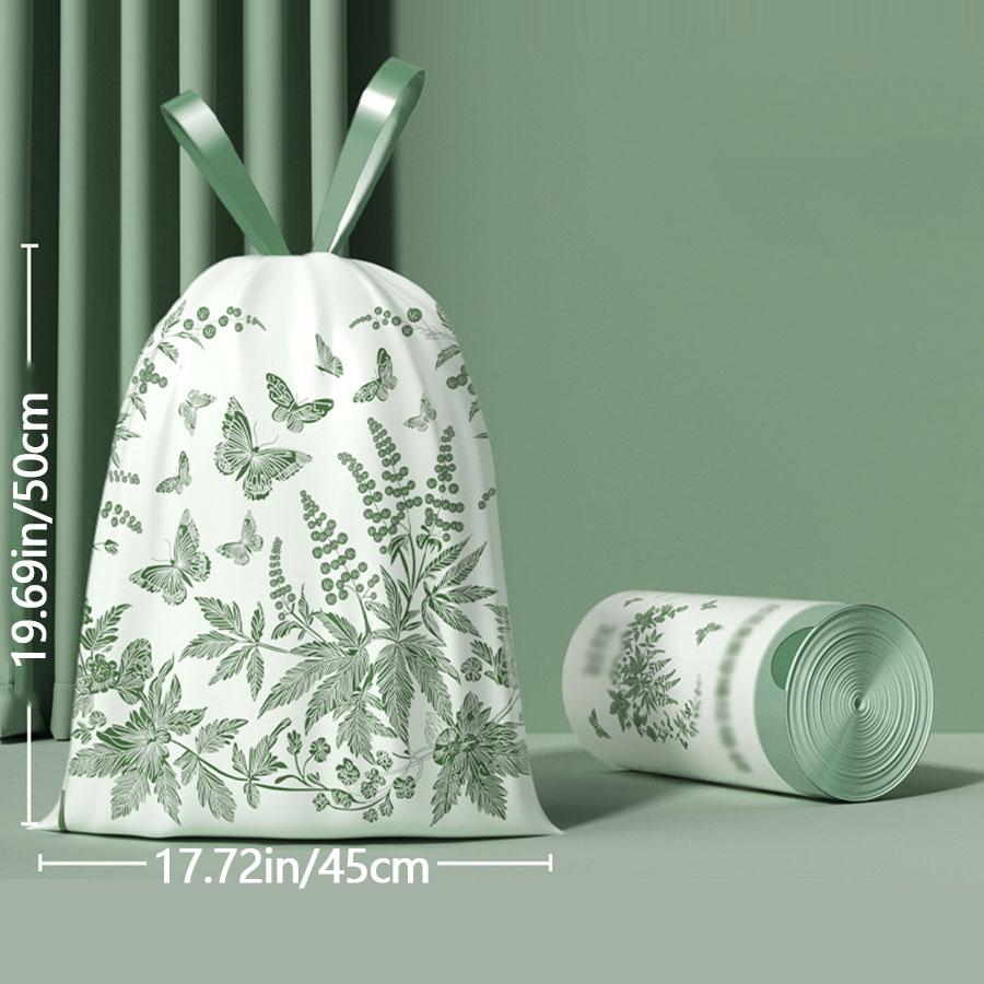 1 roll, 32 pieces, thick mugwort fragrance garbage bag, tear free drawstring, automatic closure, hand-held garbage bag