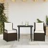 VidaXL 3-piece Garden Dining Set and Brown Poly Rattan Cushions 3262971