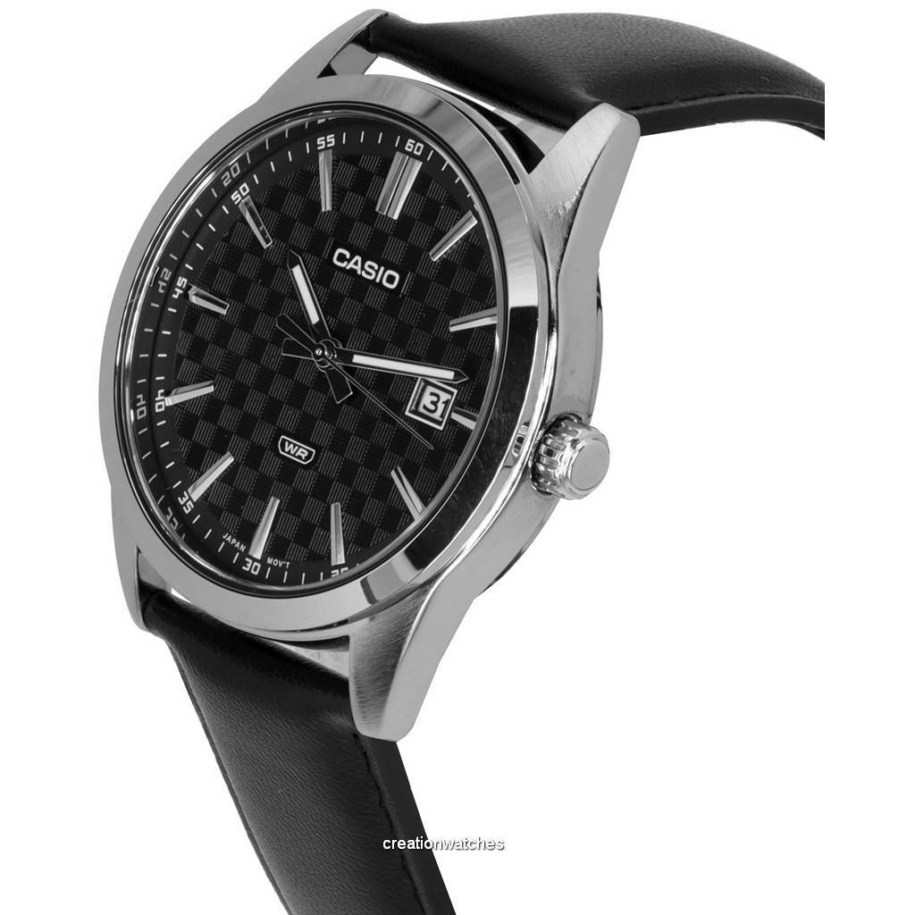 Casio Analog Leather Strap Black Dial Quartz MTP-VD03L-1A MTPVD03L-1 Мужские часы