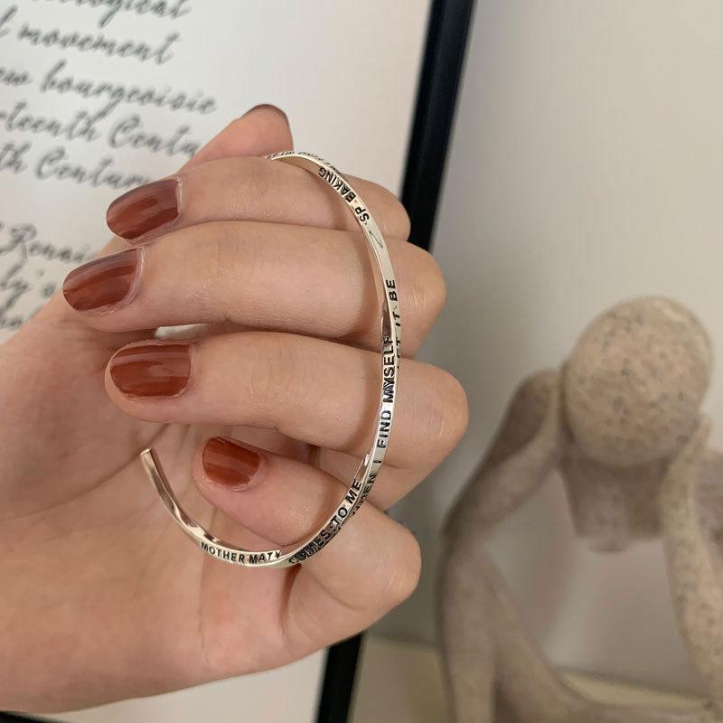 925 Sterling Silver Vintage Engraved Twisted Cuff Bracelet for Women Gift Jewelry Accessories Dropshipping Wholesale