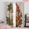 2pcs,2D Plane Printing Curtains&Window Treatment Santa Claus with Presents Polyester Fabric (without Rod) Art Deco Festive for