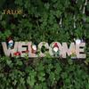 Dwarf Welcome Sign Resin Cartoon Dwarf Ornament Garden Gnome Letter Welcome Sign for Home Office Balcony Indoor Outdoor Decor