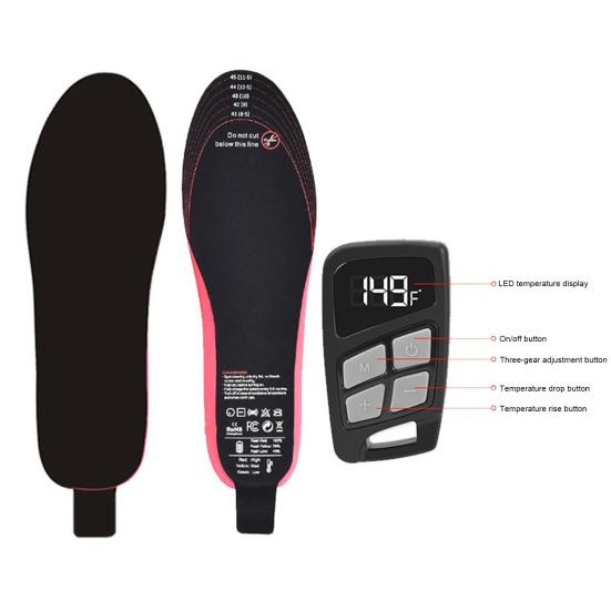 Подогреваемые стельки с дистанционным управлением, 3 регулируемые температуры, быстрый нагрев, безопасные в использовании, перезаряжаемые, подогреваемые стельки для занятий спортом на открытом воздухе
