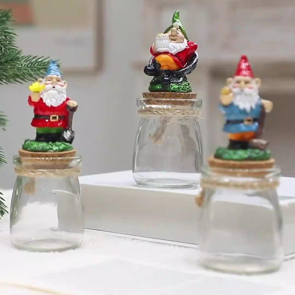 Resin Santa Claus Candy Jar Cute Snack Jar Christmas Decoration Storage Bottle Party