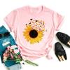 Бабочка Подсолнух Стиль Тренд Женская Одежда Модная Графическая Футболка Летняя Повседневная Короткий Рукав Женские Базовые Футболки Топы