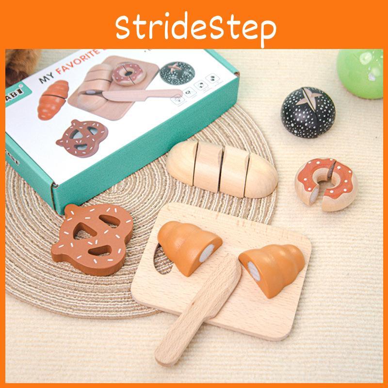 Funny Simulation Wooden Velcro Bread Cutting Game Children Toy Set For Gift Kid