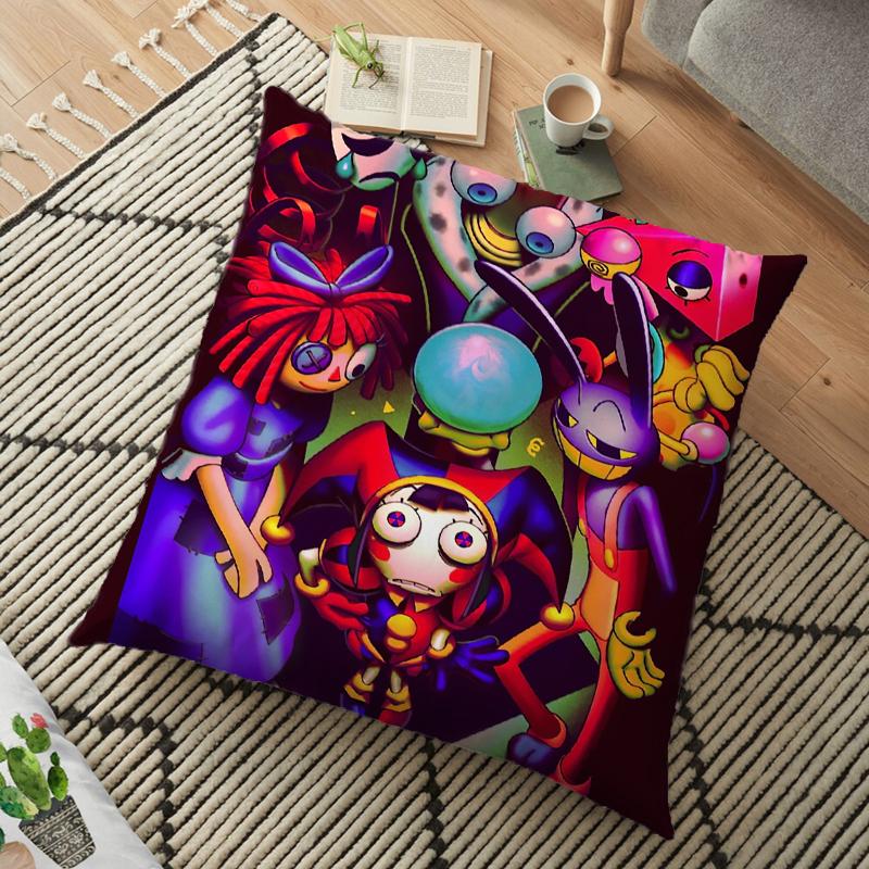 The Amazing Digital Circu Cushion Cover Ponmi Jax Clown Pillowcase Square Pillowcase Home Office Decoration Pillow Case 45cm