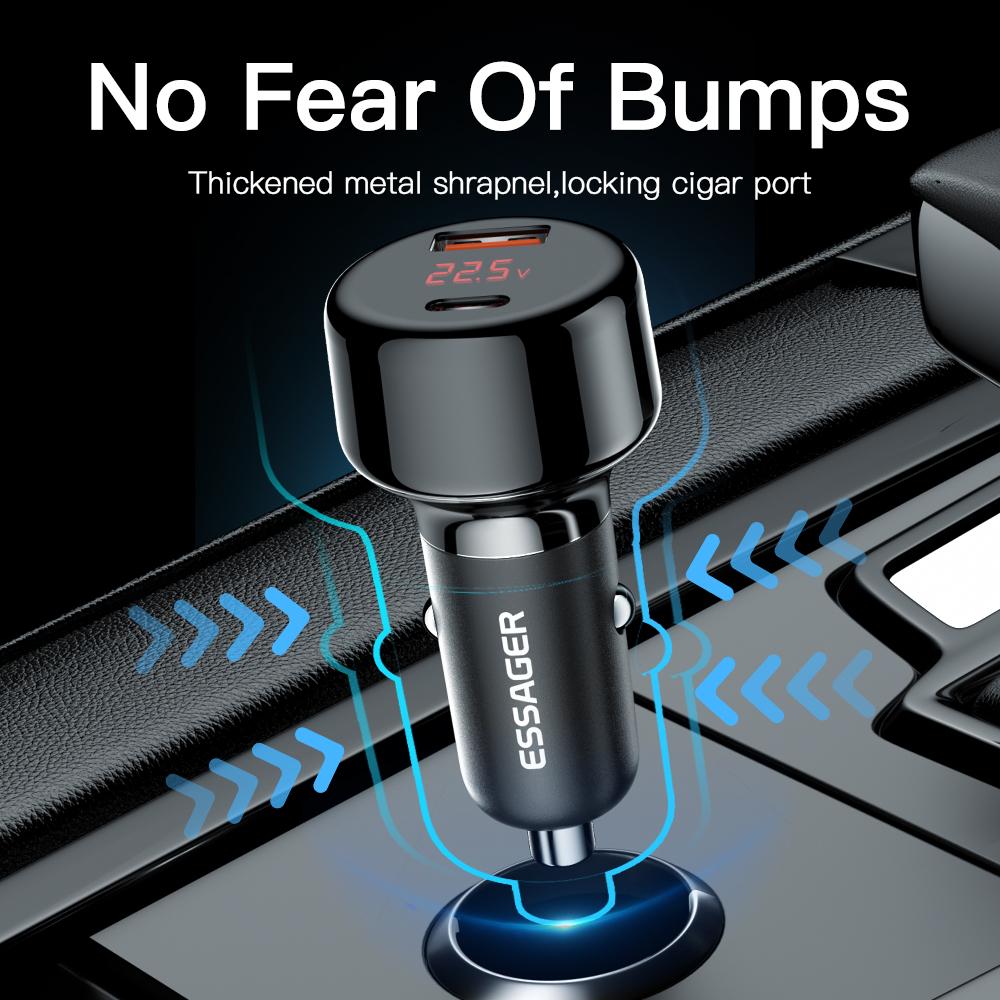 Essager 65 Вт Автомобильное зарядное устройство Usb C Qc3.0 4.0 Pd3.0 Зарядное устройство для телефона Автомобильное зарядное устройство Быстрая зарядка для Iphone14 13 Samsung Xiaomi Быстрая зарядка