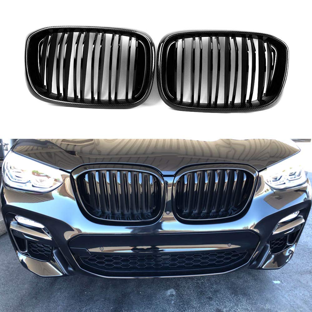 Zealhot Front Kidney Grille Set for BMW X3 Series and X4 Series G08 G01, G02, (2018-IN) (Glossy)