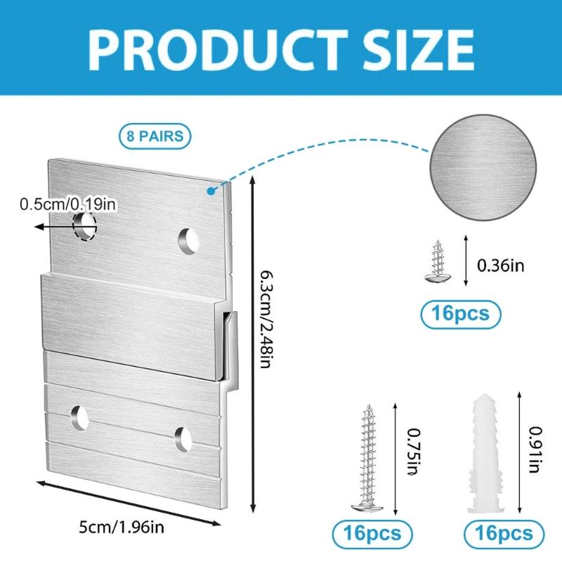 8 Pair  French Cleat Aluminum Z Hangers Wall Panel Support Upgrades for Hanging Mirrors Pictures & Art Frames on Wall 