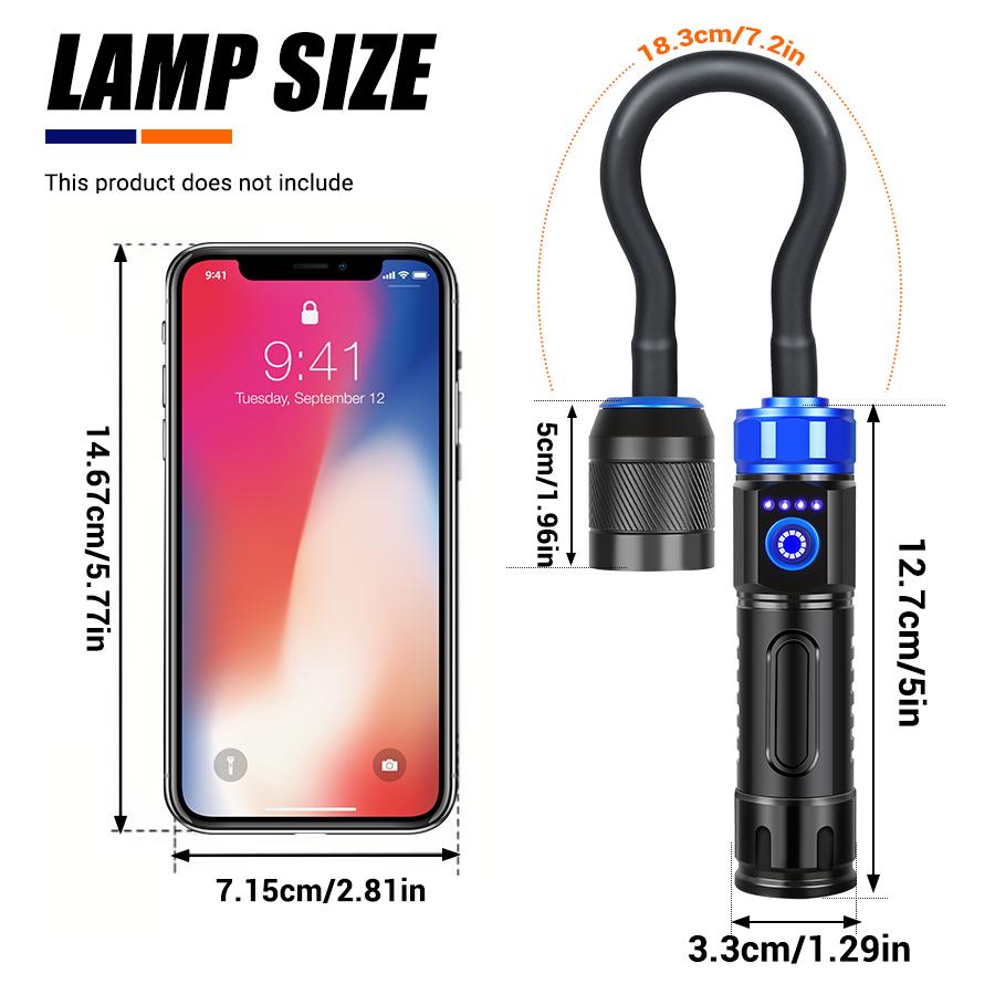 Сверхяркий светодиодный фонарик USB-перезаряжаемый телескопический зум-прожектор хвостовой магнитный водонепроницаемый рабочий свет внешний аккумулятор