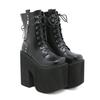 European and American chain Martin boots, express sales, front lace-up square head catwalk women's boots, super high and waterproof women's short boot