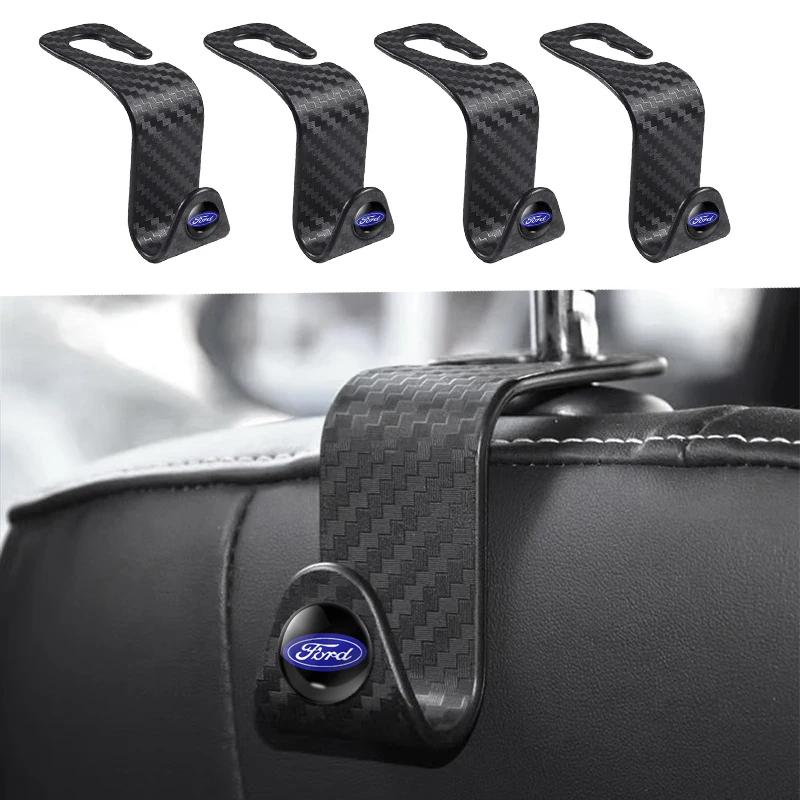 Car Seat Hook Multi-Purpose Carbon Fiber Texture On-Board Hooks For Ford Focus 3 2015-2018 Kuga 2016-2019 Escape C-MAX Ecosport