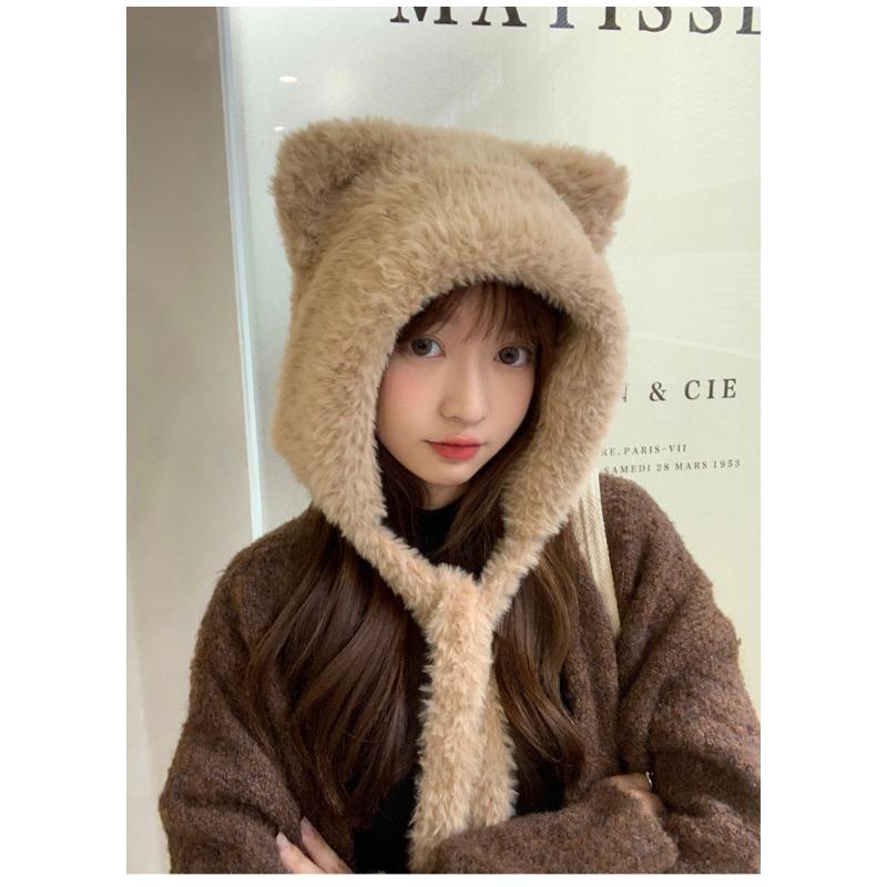 Шапка-ушанка женская зимняя плюшевая теплая вязаная шапка с защитой ушей