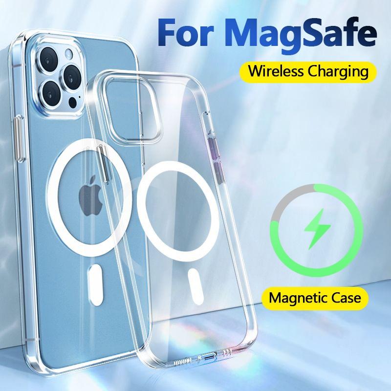 Магнитные чехлы для телефонов iPhone 14 13 12 11 Pro Max Mini для Magsafe, чехол с беспроводной зарядкой для iPhone 8 7 Plus XS XR X SE, чехол