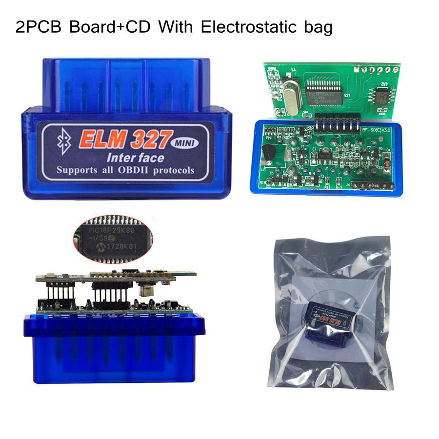 MINI PIC18F25K80 ELM327 V1.5 Bluetooth-compatible ELM 327 v1.5 OBD2 Scanner Diagnostic Adapter Scan Tool OBD OBDII Code Reader