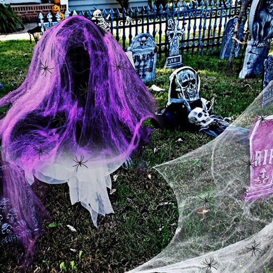 Colorful Halloween Spider Web Stretchable Cotton Cobwebs Elastic Scary Party Scene Props for Halloween Christmas Eve Parties