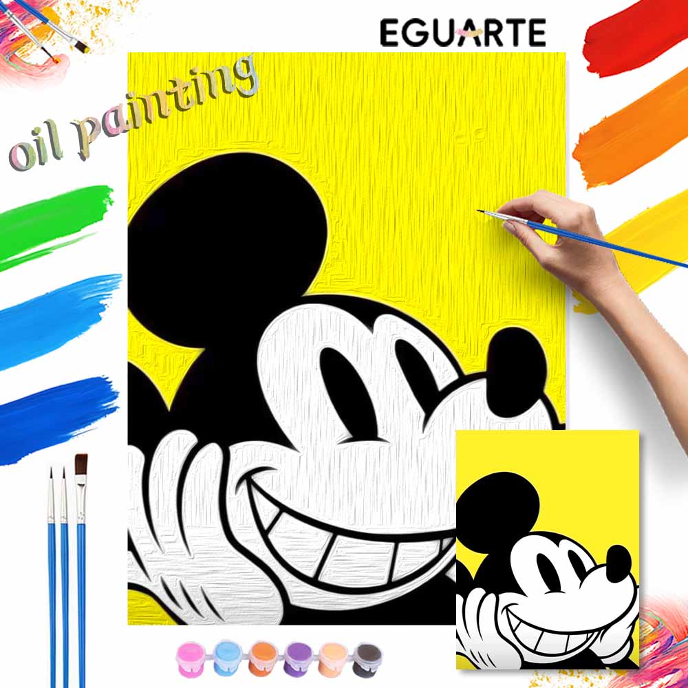 Disney Yellow Mickey Mouse digital oil painting diy coloring handpainted filling home decoration gift for wall art decor sets 130