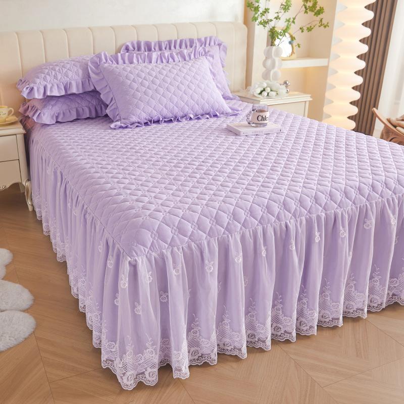 Кружевная юбка для кровати Four Seasons, цельное толстое стеганое покрывало в стиле принцессы, моющееся нескользящее покрывало, постельное белье