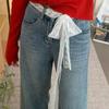 Unique Y2K Long Lace Waistband Floral Bow Lace Waist Belt Tie Up Thin Dress Jeans Belt Lace Scarf Hair Band Hair Accessories
