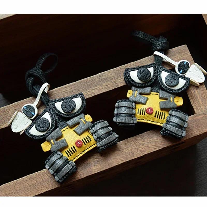 Ручная работа Кожаный Милый Робот Брелок для Сумки Брелок для Ключей Рождественские Подарки на День Рождения