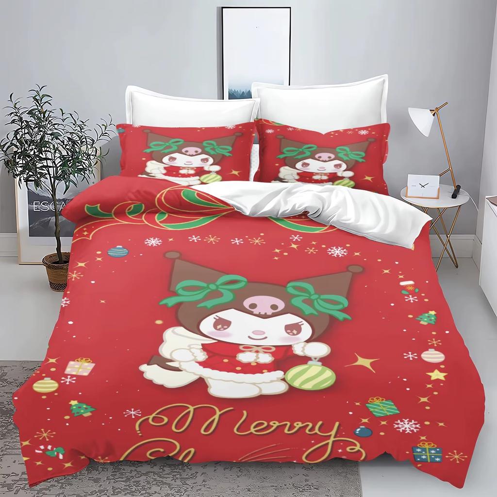 Christmas Series Sanrio Bedding Set  Polyester 3D Duvet Cover Pillow Case Set Bed Cover Adult Kids Bedroom Decoration