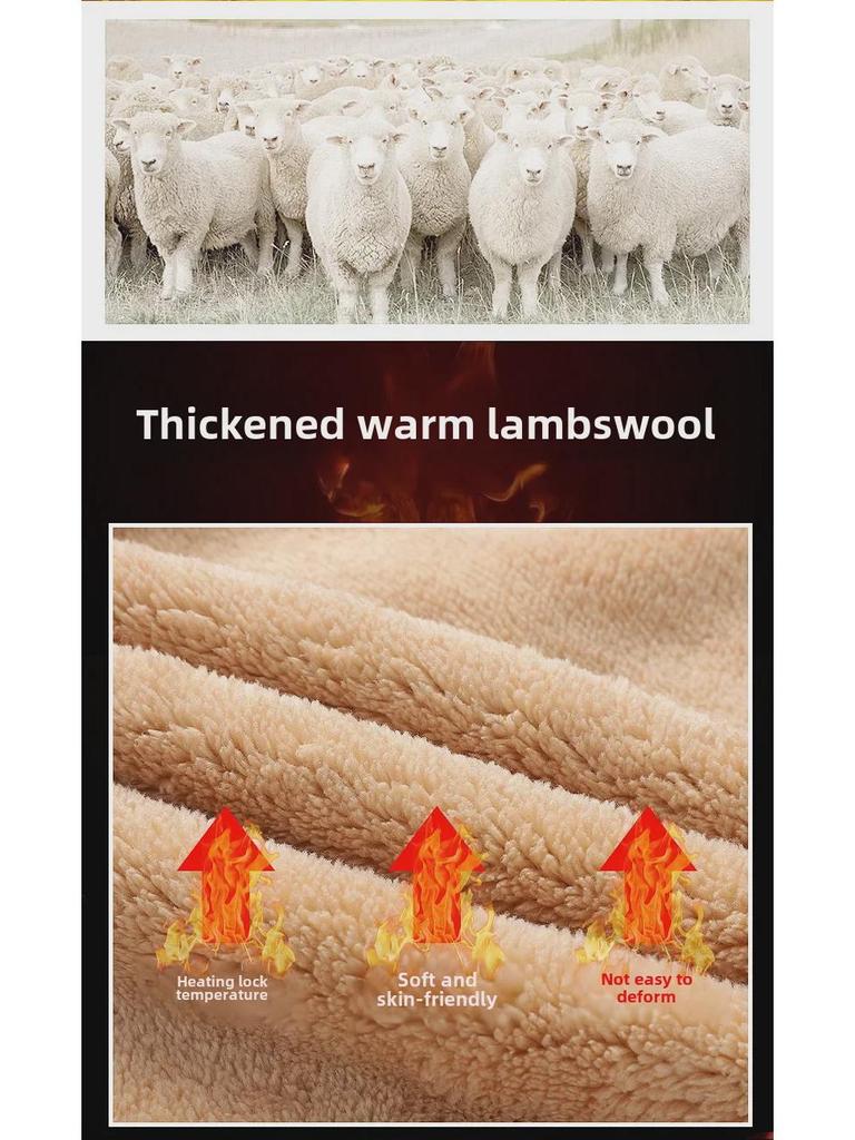 Men's Winter Lambskin Stretch Trousers - Plus Size, Thick Velvet, Warm & Casual for Middle-Aged and Elderly