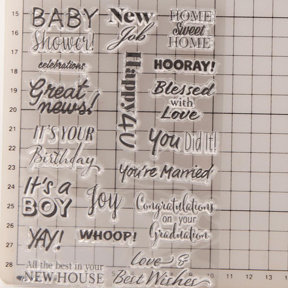 Christmas Birthday Greeting Transparent Silicone Clear Stamps DIY Scrapbooking Album Paper Card Best Wishes Word Letter