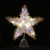 LED Light Christmas Tree Star Topper With Pearl Wire Gold Iron Xmas Tree Ornaments New Home Table Decoration Supplies