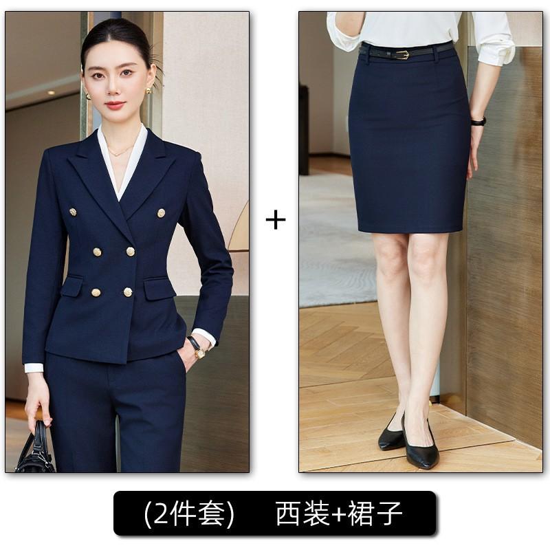 Womens Professional Double-Breasted Suit Set Office Receptionist Sales Staff Hotel Front Desk Beauty Salon