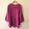 Plus Size Women's Solid Color Peter Pan Collar Lantern Sleeve Top