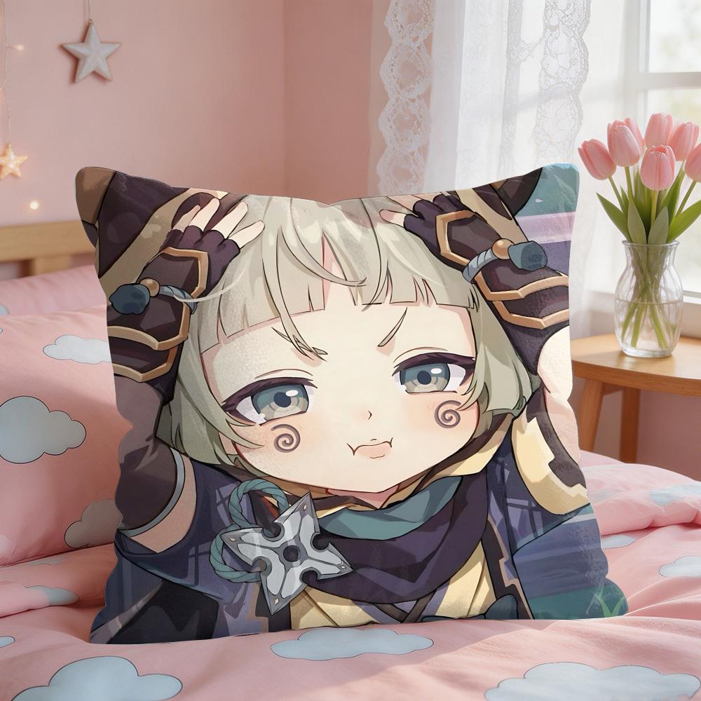 Sayu Genshin Impact Cushion Cover Square Short Plush Pillow Case Living Room Sofa Home Decor Funda X