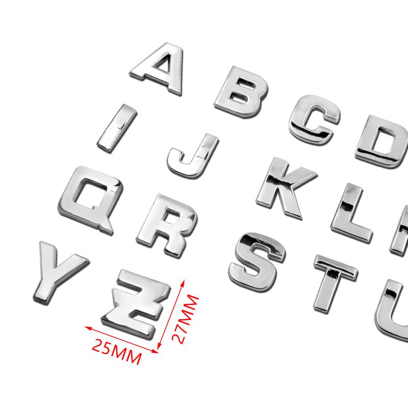 Хромированные серебристые 3D металлические наклейки с алфавитом для украшения автомобиля