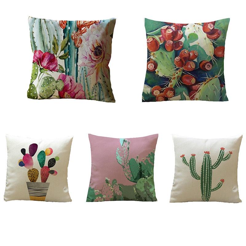 Timeless Tropical Flower Cactus Cushion Cover For Elegant Home Styling