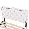 90*200 cm Flat Bed, Upholstered Bed, Headboard Upholstery with Decorative Rivets, Double Drawers, Light Beige