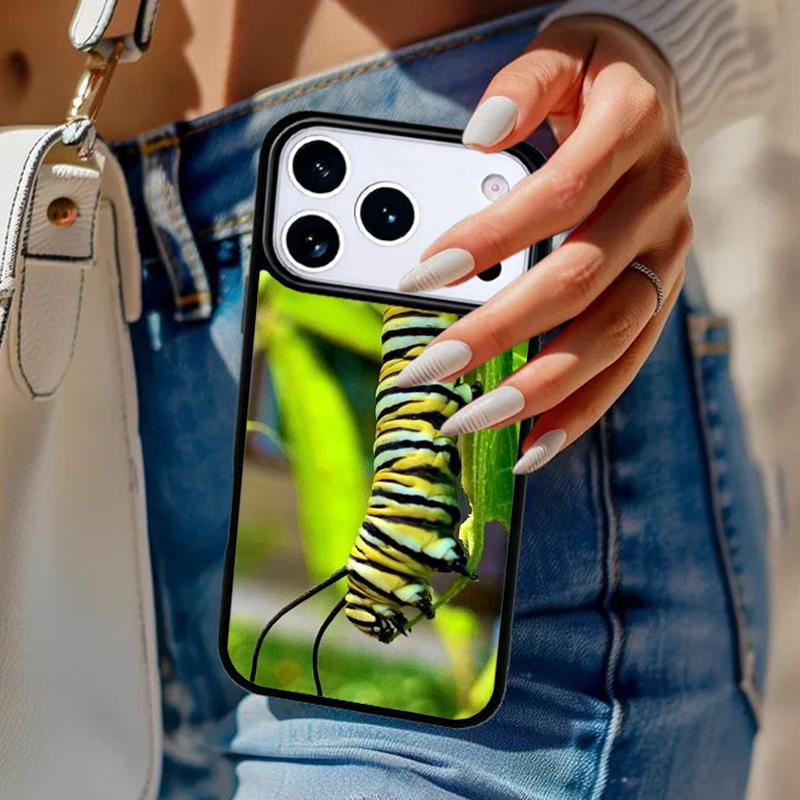 Caterpillar Insect Butterfly Phone Case For iPhone 17 Air 14 15 13 12 Max Cover For Apple 14 15 16 16e 11 Pro Max Plus Coque