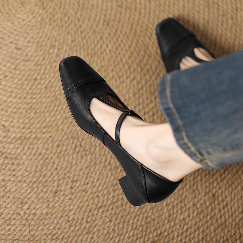 Krazing Pot Коровья кожа весна лето размер 41 средний каблук красивые женские легкие туфли квадратный носок неглубокие туфли-лодочки