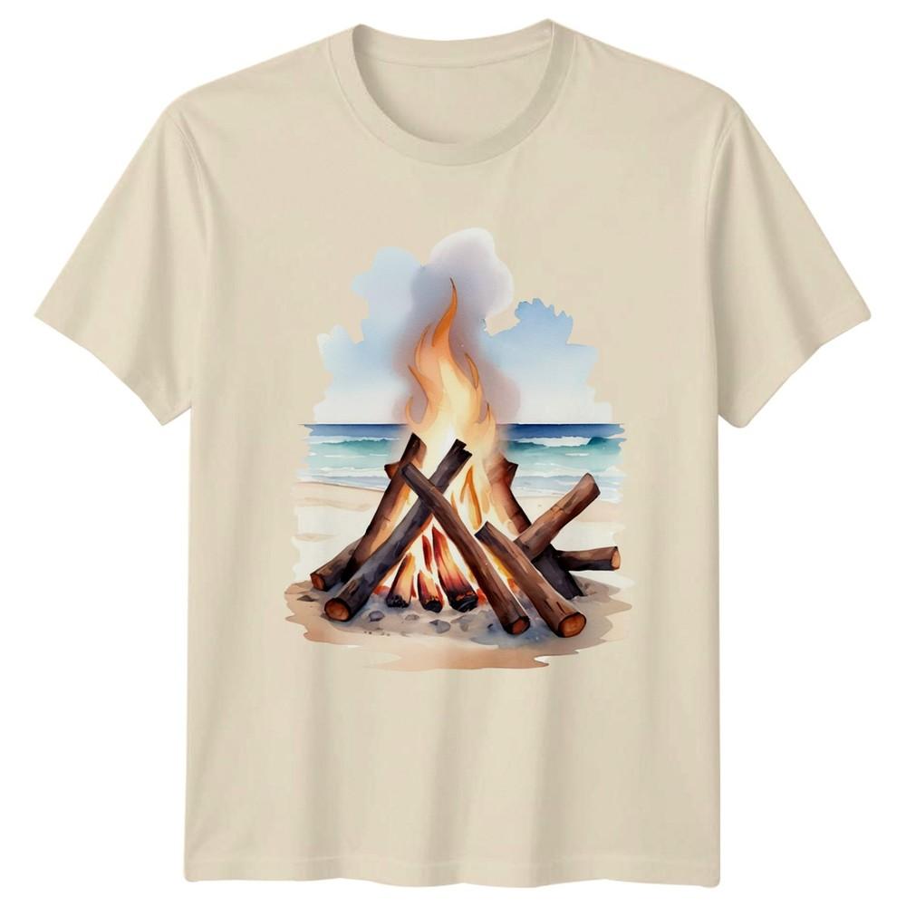 Bonfire Campfire Outdoors Unisexs Unisexs TShirt Graphic Tee Beach