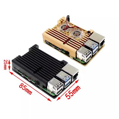 Алюминиевый корпус Pi 4 3 B 3B plus с двумя вентиляторами охлаждения, металлическая оболочка для RPI Raspberry Pi 4 3 модели