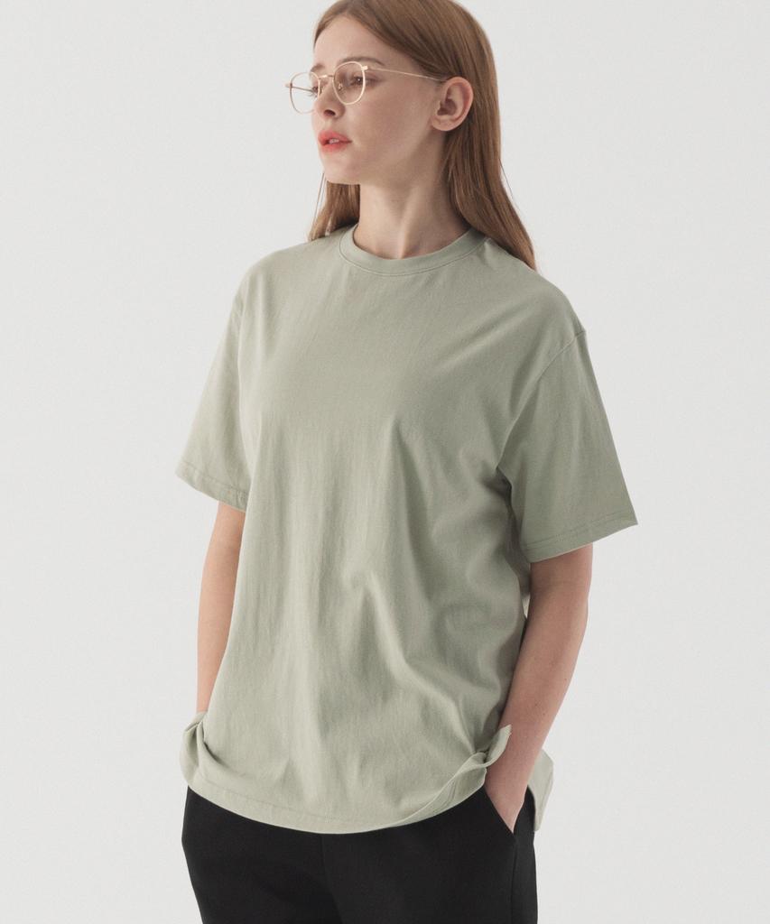 PIANER Basic Slit Short Sleeve T-Shirt (Light Khaki)
