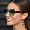 Chic Square Gradient Lens Sunglasses for Women - Lightweight Green To Blue Transition Design, Fashionable Accessory