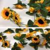 250cm Silk Sunflower Ivy Vine Artificial Flowers Wall Hanging Garland Garden Fences Home Wedding Christmas Decoration Fake Plant