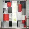Geometric Figures Red Black Grey Abstract Bedroom Transparent Sheer Curtains Holiday Decoration Window Voile Tulle Curtain
