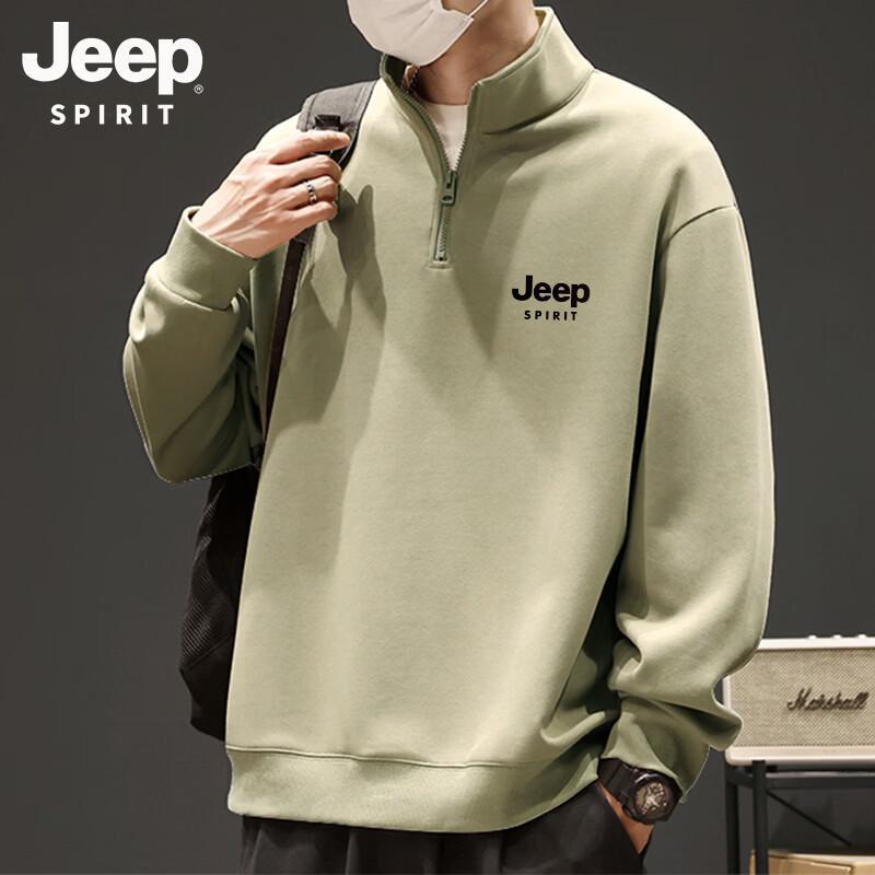 Мужской пуловер JEEP SPIRIT с воротником-стойкой, на молнии-поло, с принтом